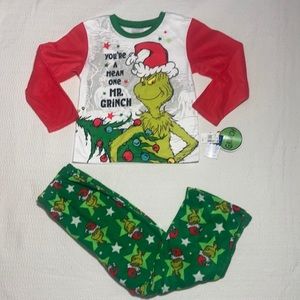 Grinch PJ SET NEW 2Piece Fleece Boys Size 10 Christmas